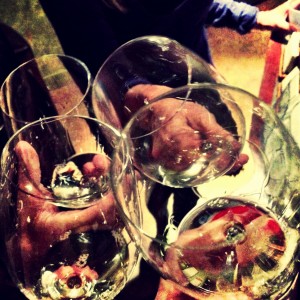 Enjoying wine tasting with dear friends...  Cheers!